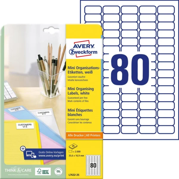 Etikett AVERY Mini 35,6x16,9mm (2000)