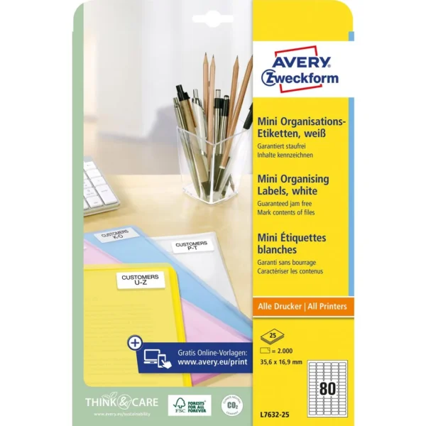 Etikett AVERY Mini 35,6x16,9mm (2000)