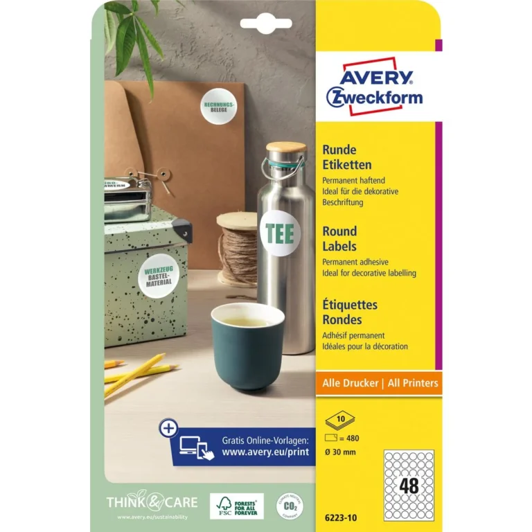 Etikett AVERY rund ø30mm (480) - Bilde 2