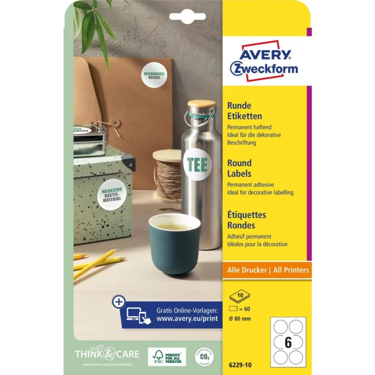 Etikett AVERY rund ø80mm (60) - Bilde 2