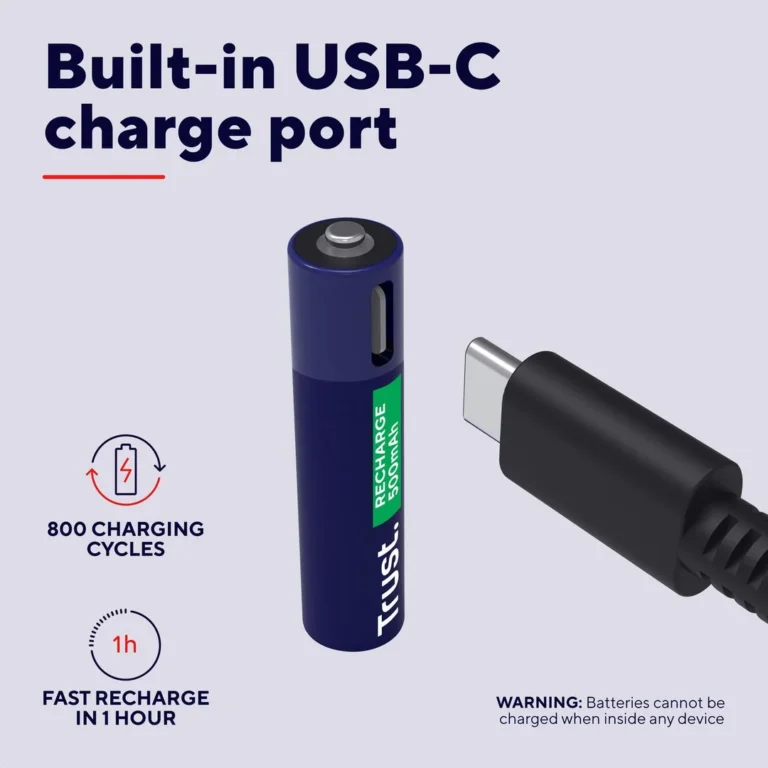 Batteri TRUST USB-C Oppladbare AAA (4) - Bilde 3
