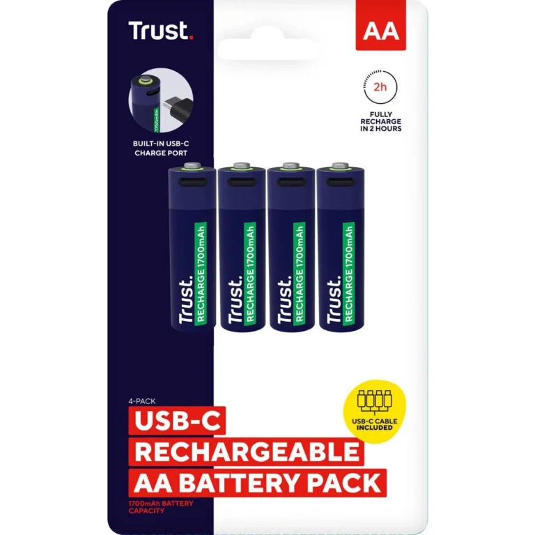 Batteri TRUST USB-C Oppladbare AA (4)