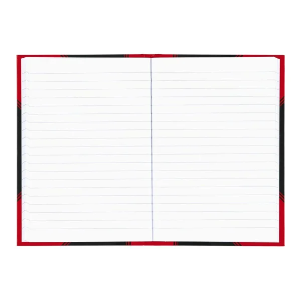 Protokoll A5 96 blad linjer sort/rød