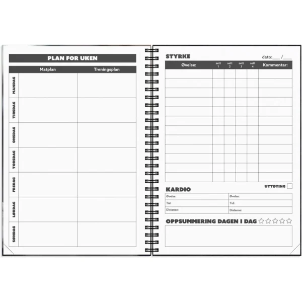 Treningsdagbok GRIEG A5 spiralisert grå