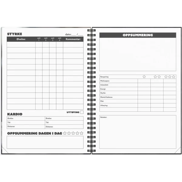 Treningsdagbok GRIEG A5 spiralisert grå