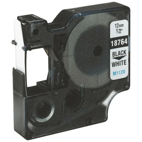 Tape DYMO Rhino nylon sort/hvit 12mm