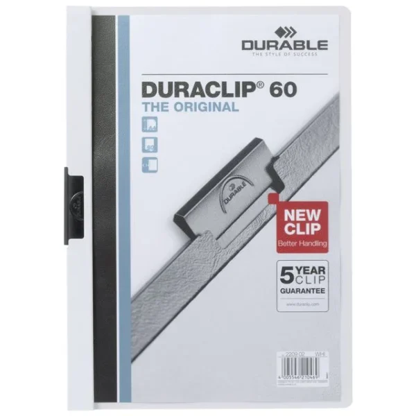 Klemmappe DURACLIP A4 60 ark hvit