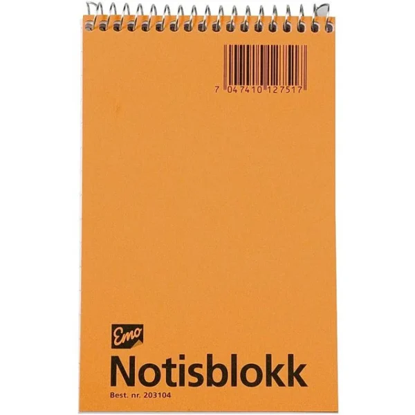 Notisblokk EMO 9x14cm 60g 50bl linj spir