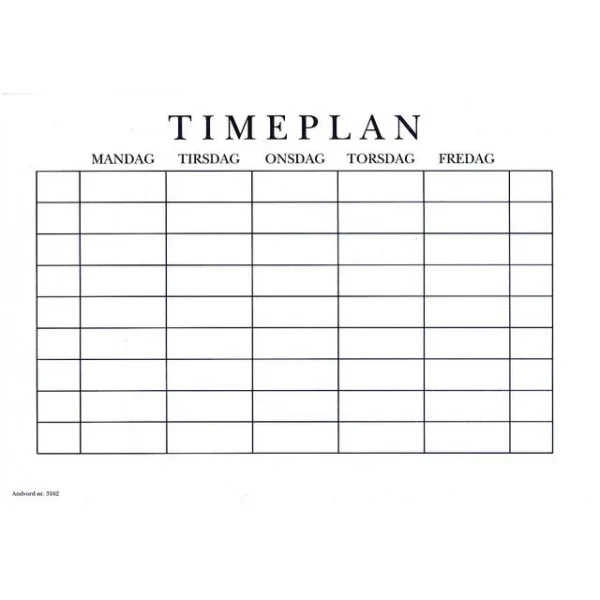 Timeplan A5 gangetabell