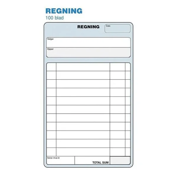 Regningsblokk EMO A6 100 blad