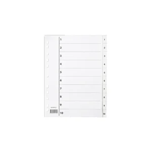 Register A4 PP 1-10 m/indeksark hvit