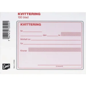Kvittering EMO A6 selvkopi. 2x50set num