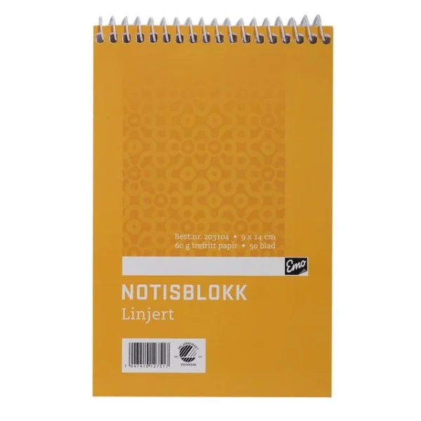 Notisblokk EMO 9x14cm 60g 50bl linj spir