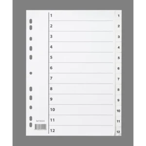 Register A4 PP 1-12 m/indeksark hvit