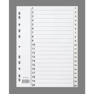 Register A4 PP 1-20 m/indeksark hvit