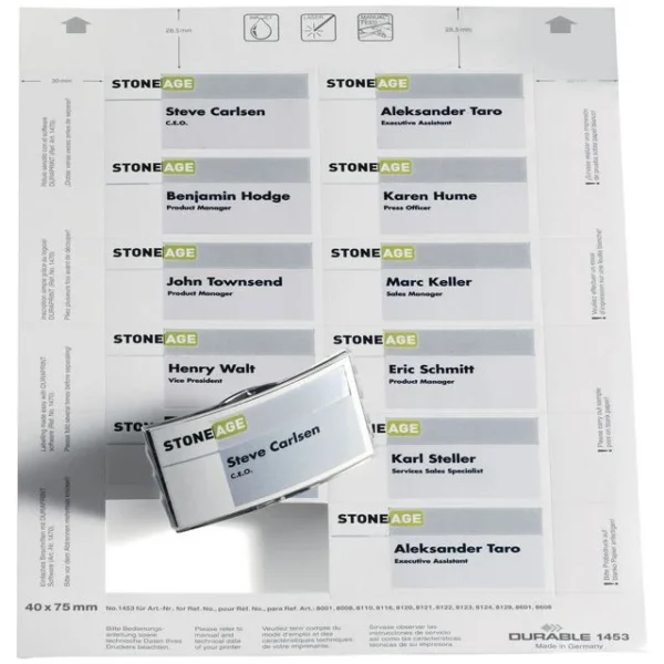 Innlegg DURABLE navneskilt 40x75mm (240)
