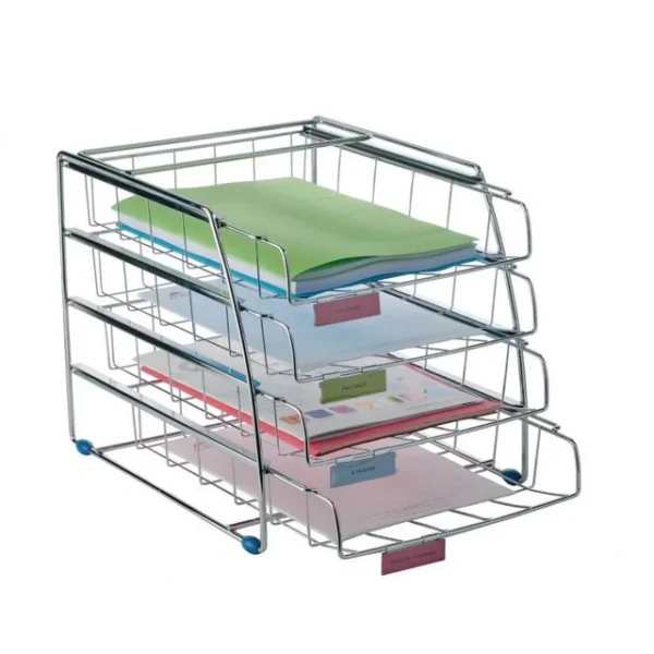 Brevkurv ALBA 4 hyller mesh sølv