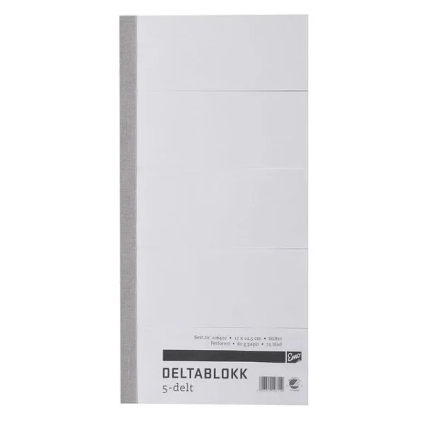 Deltablokk EMO 24,5x11cm 60g 75bl 5-delt