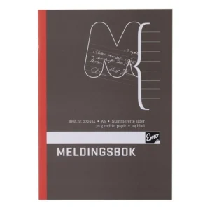 Meldingsbok EMO A6 paginert 48 sider