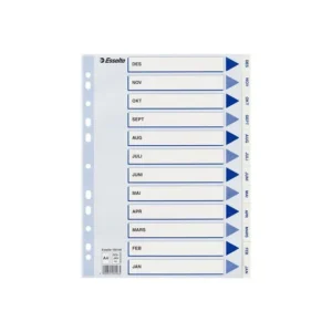 Register ESSELTE A4 plast des-jan hvit