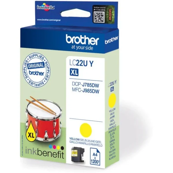 Blekk BROTHER LC22UY gul