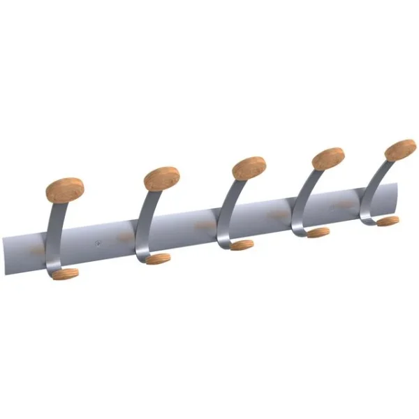 Klesknagg ALBA 5 kroker 75cm tre/metall