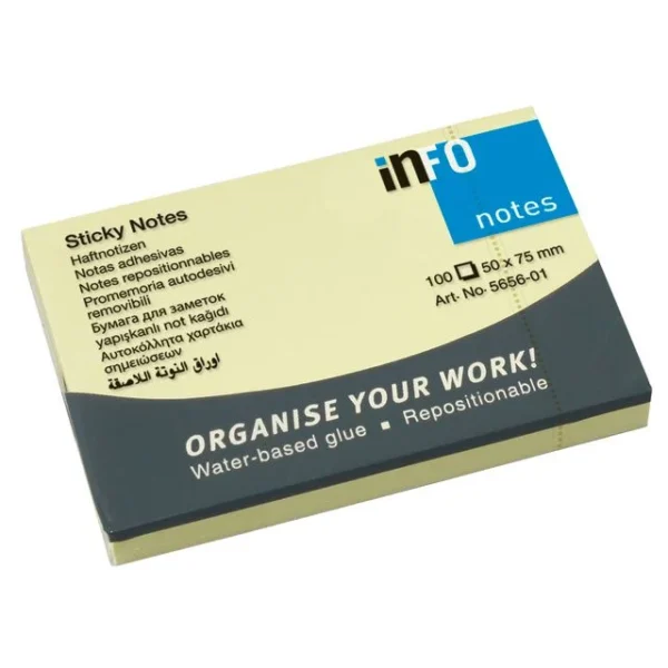 Notatblokk INFO 75x50mm gul