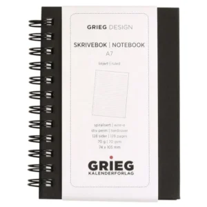 Notatbok GRIEG A7 70g 128s linjer sort