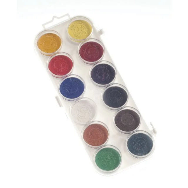Akvarellfarger sett 30mm 12 farger