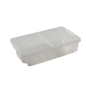 Oppbevaringsboks 55L transp. flat m/lokk