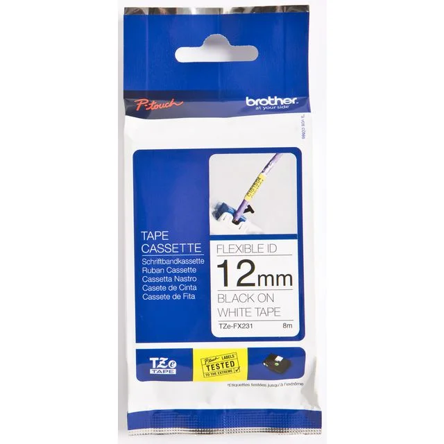 Tape BROTHER TZe-FX231 12mmx8m sort/hvit - Bilde 3