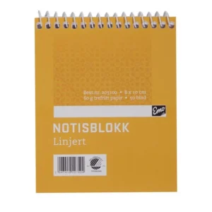 Notisblokk EMO 8x10cm 60g 50bl linj spir