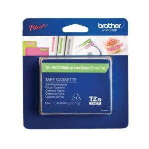 Tape BROTHER TZe-MQG35 12mmx5m hvit/lime