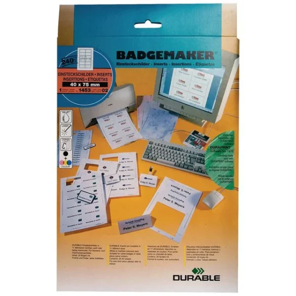 Innlegg DURABLE navneskilt 40x75mm (240)