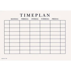 Timeplan A5 gangetabell