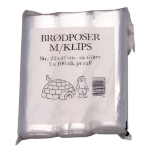 Brødpose plast 220x470mm klips (300)