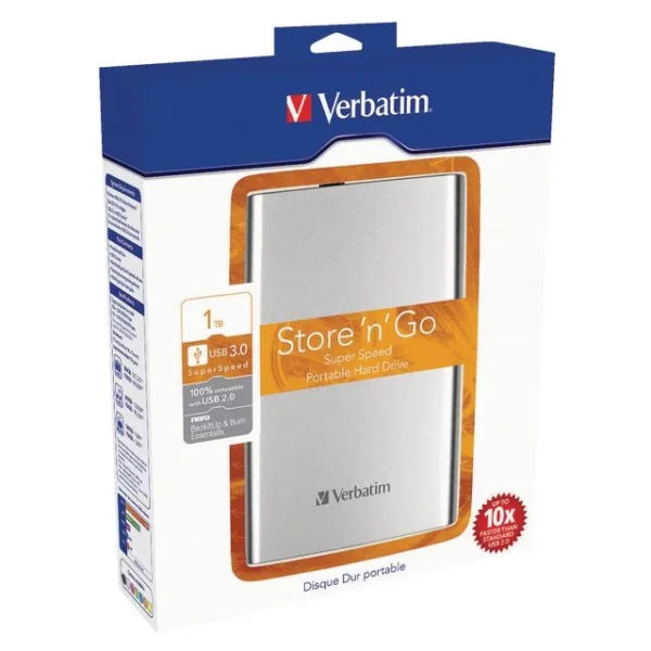 Harddisk VERBATIM 2.5" USB 3.0 1TB sølv