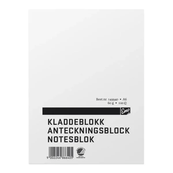 Kladdeblokk EMO A6 60g 100 blad ulinjert