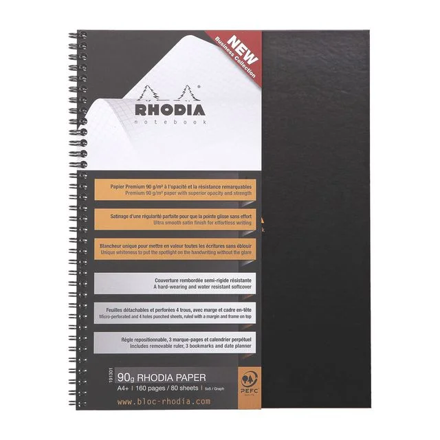 Spiralbok RHODIA Active A4+ rutet sort - Bilde 5