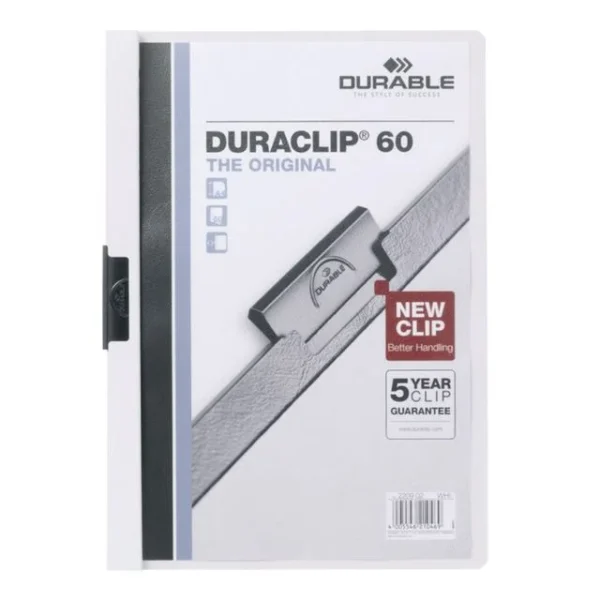 Klemmappe DURACLIP A4 60 ark hvit
