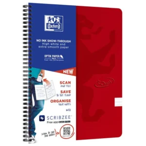 Notatbok OXFORD Touch A4+ 90g linjer rød