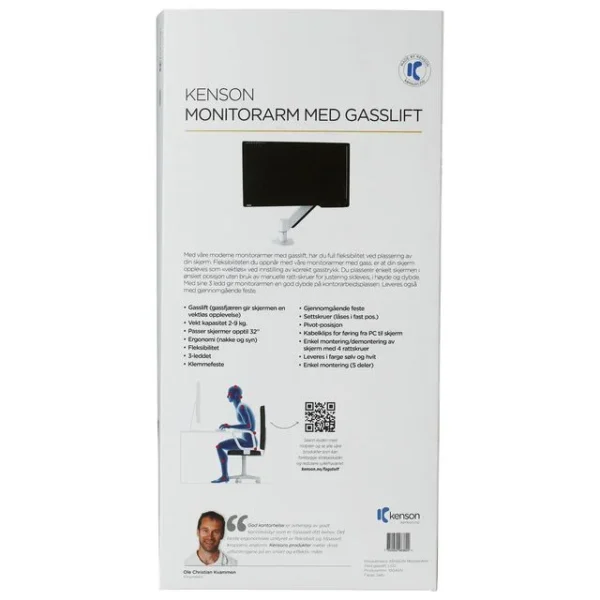 Skjermarm KENSON gasslift G2-2S sølv