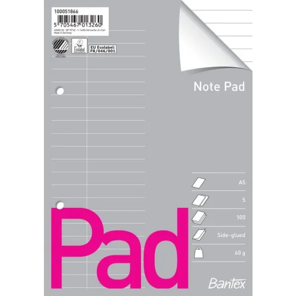 Notatblokk BANTEX A5 sidelimt linjert(5)