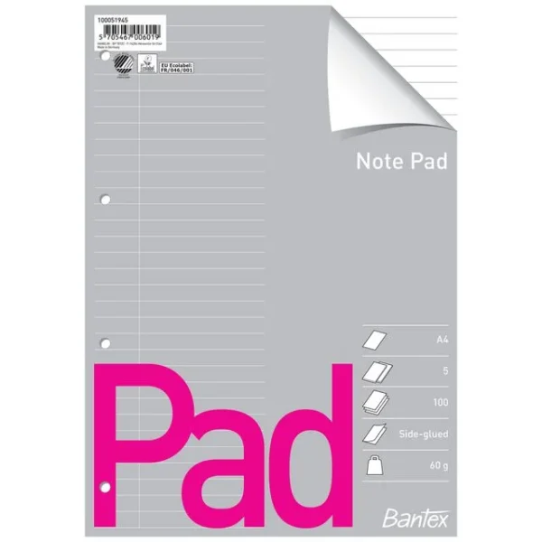 Kladdebok BANTEX A4 m/hull linjert