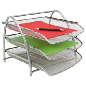 Brevkurv ALBA 3 hyller mesh sølv