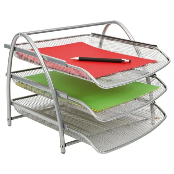 Brevkurv ALBA 3 hyller mesh sølv