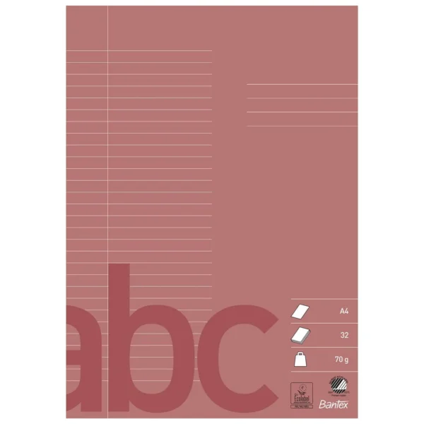 Skrivebok BANTEX A4 70g 8,5mm linje marg