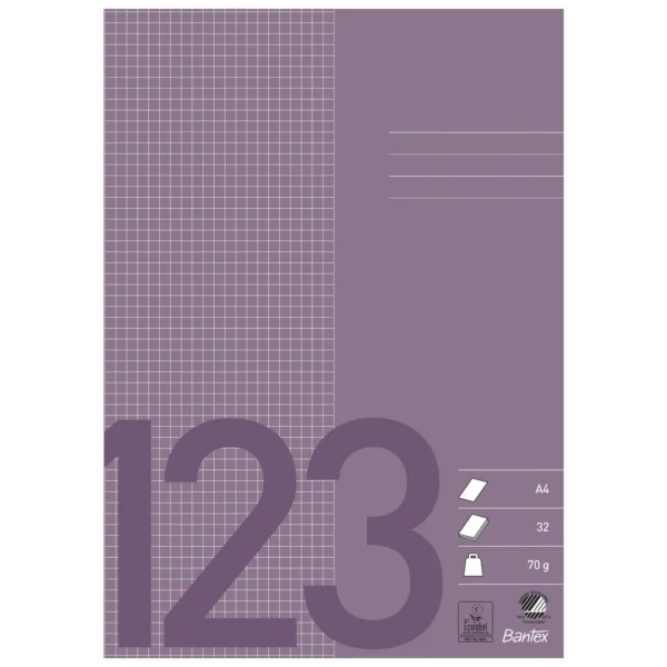 Skrivebok BANTEX A4 80g 32bl 5x5mm rutet