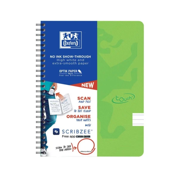 Notatbok OXFORD Touch A5+ 90g lin grønn