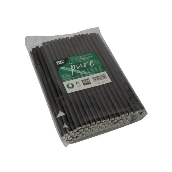 Papirsugerør PURE 0,8x21cm sort(100)